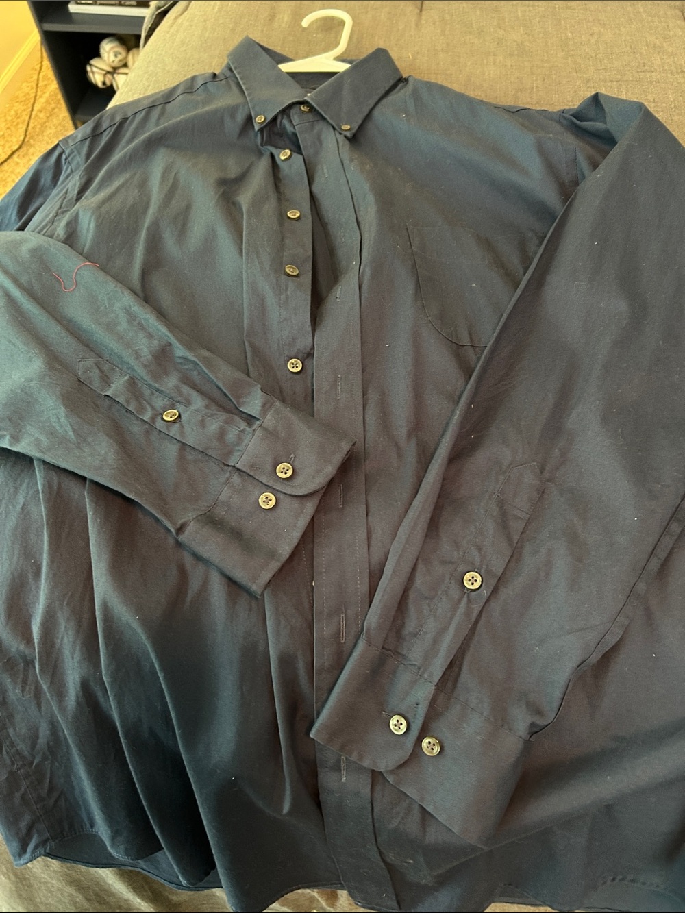 Club Room Men's Navy Button-Down Dress Shirt